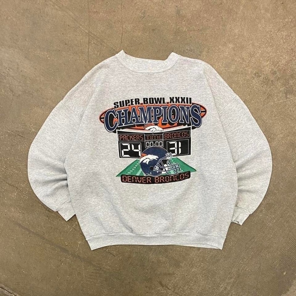 Vintage 90s NFL Denver Broncos Super Bowl XXXII Champions Logo 7 Crewneck XL